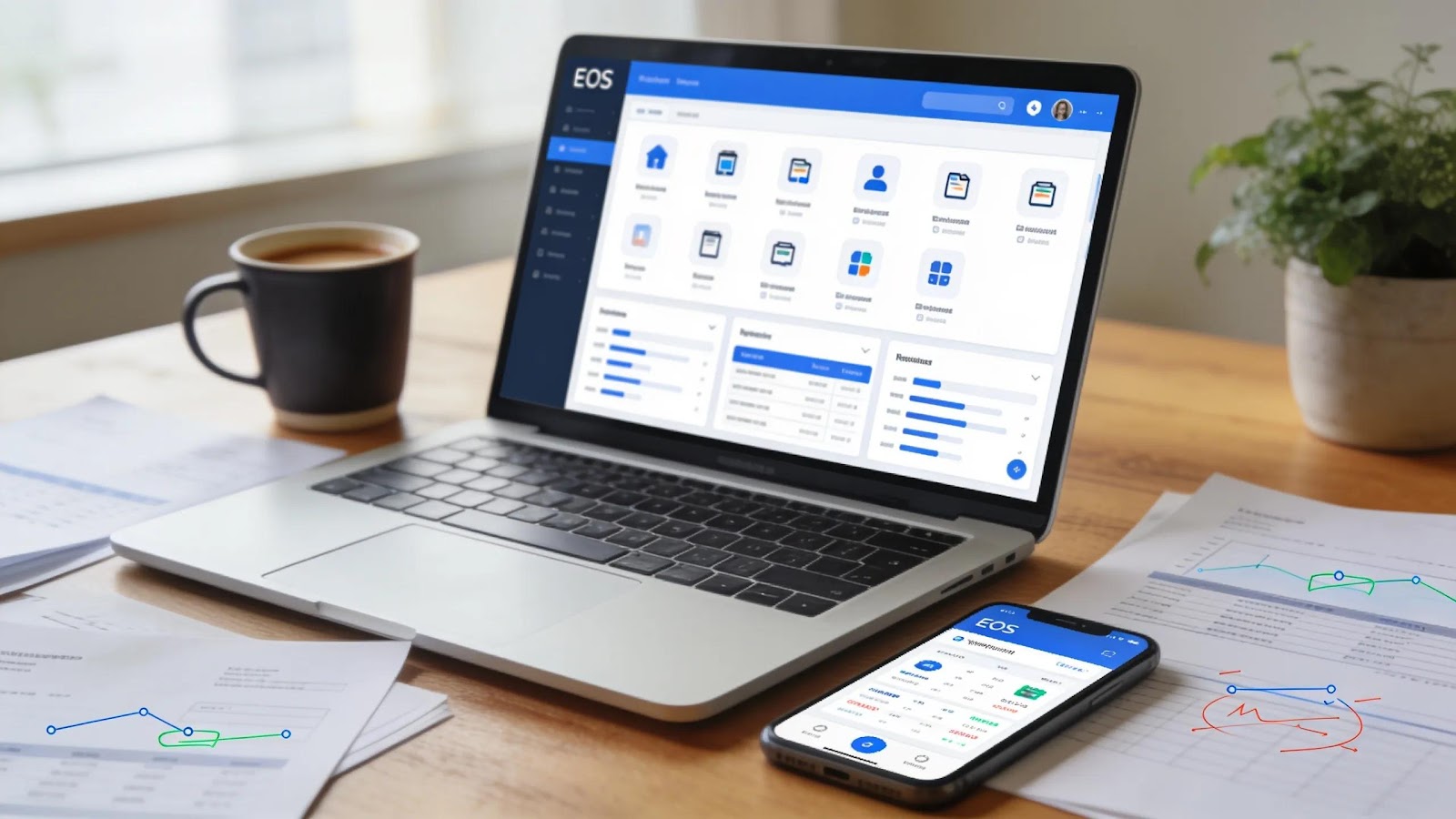 User-friendly software interface for effective EOS implementation, highlighting integration and productivity