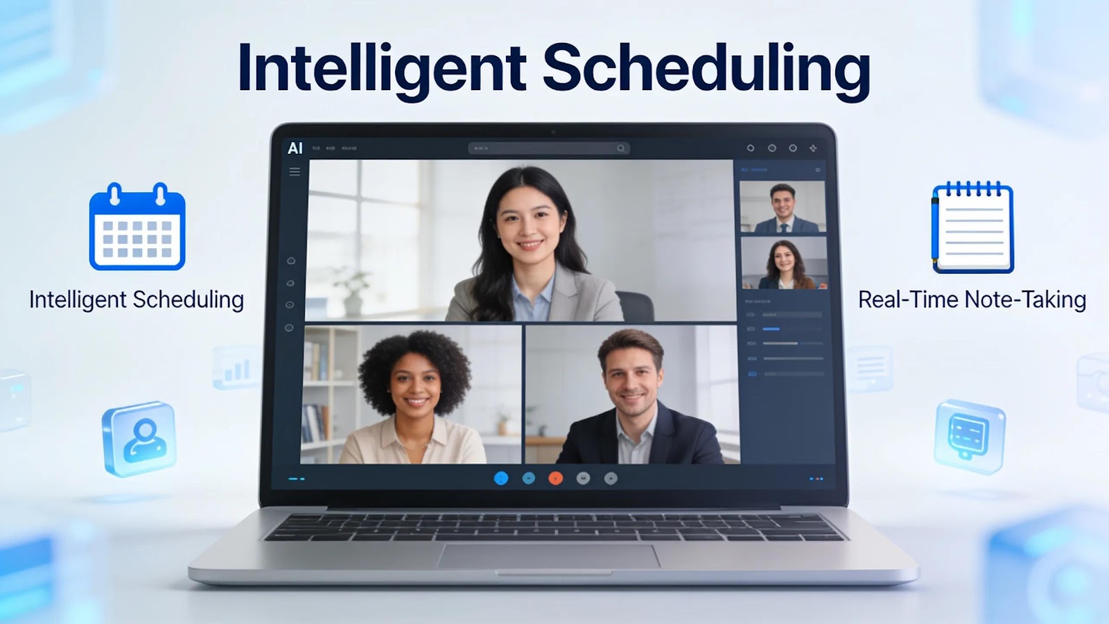 AI-powered meeting tools enhancing collaboration and productivity during a virtual meeting